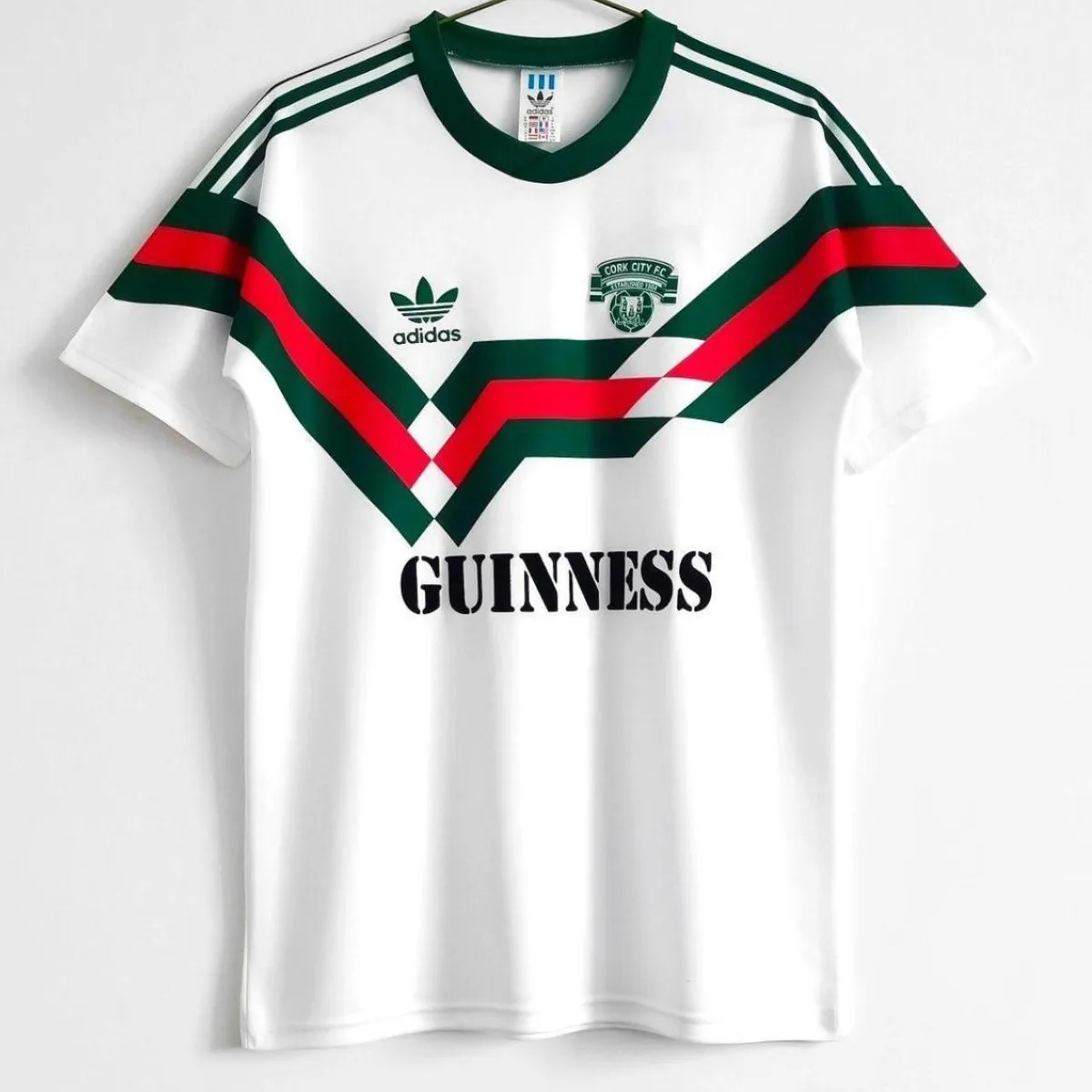 Cork City 1988-89 Home Jersey in white, green, red