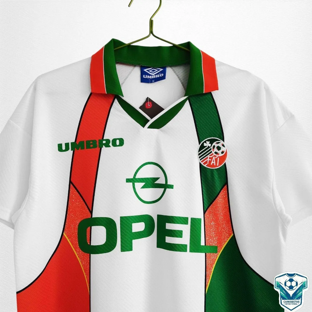 Ireland 1995-96 Away Jersey in white, green, orange view 5