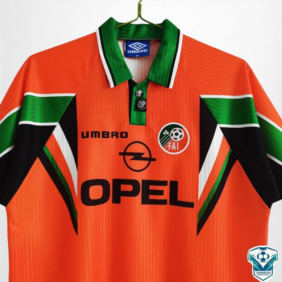 Ireland 1997-98 Away Jersey in orange, green, black view 4