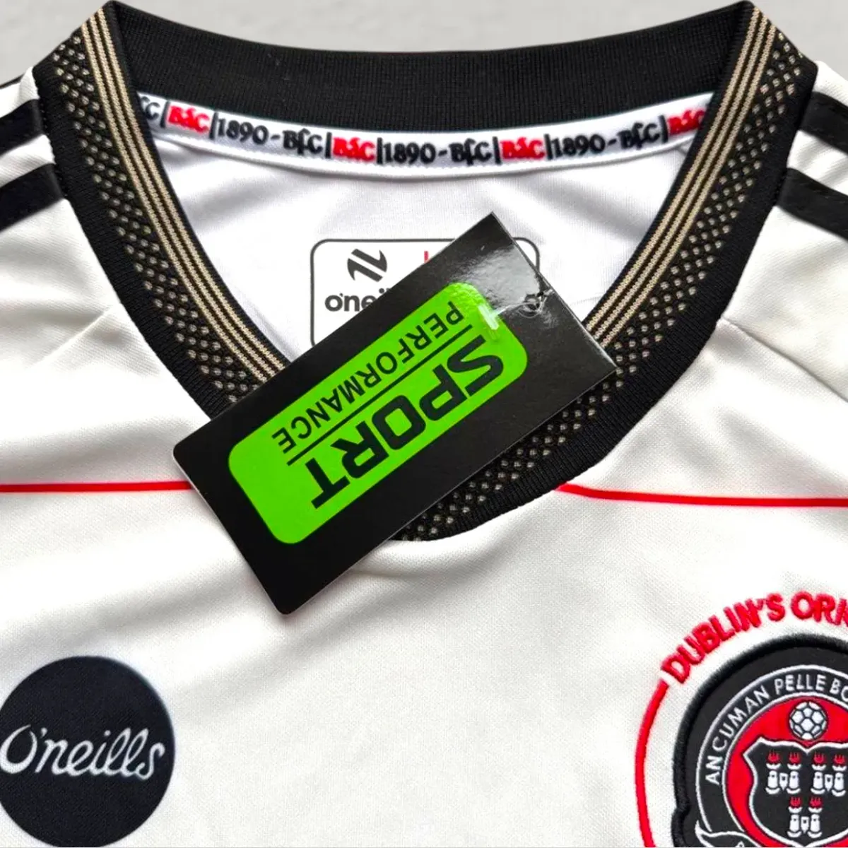 Bohemians 2025 Guinness Away Jersey in cream, black, red view 4
