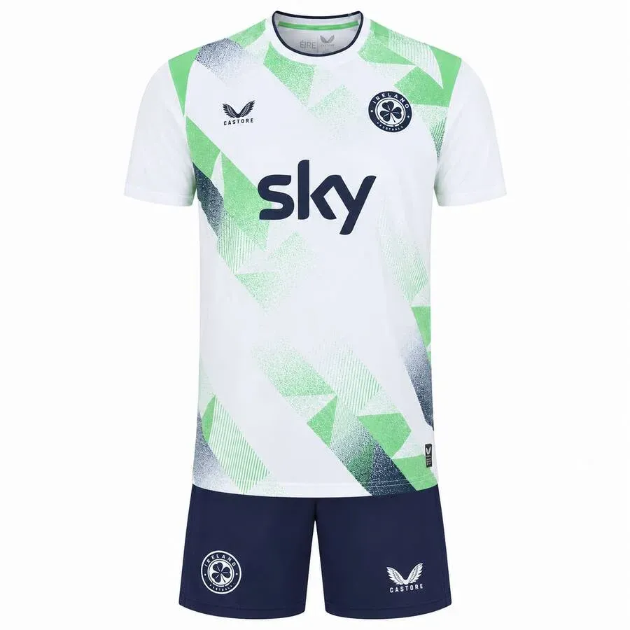 Ireland 2026 Away Kids Kit in white, green, navy