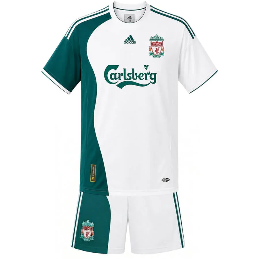 Liverpool 2006-07 Third Kids Kit in white, green