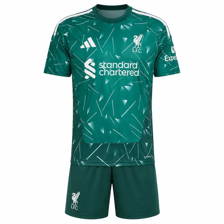 Liverpool 2026-27 Goalkeeper Kids Kit (Green) in green, white