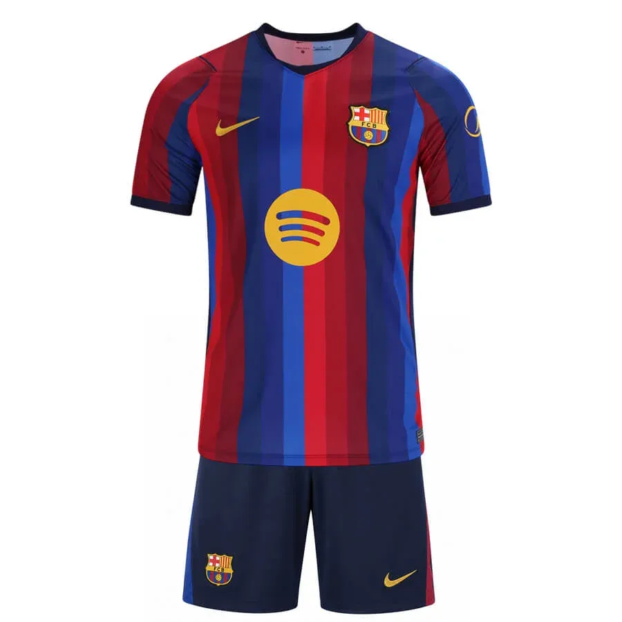 Barcelona 2026-27 Home Kids Kit in blue, red, navy