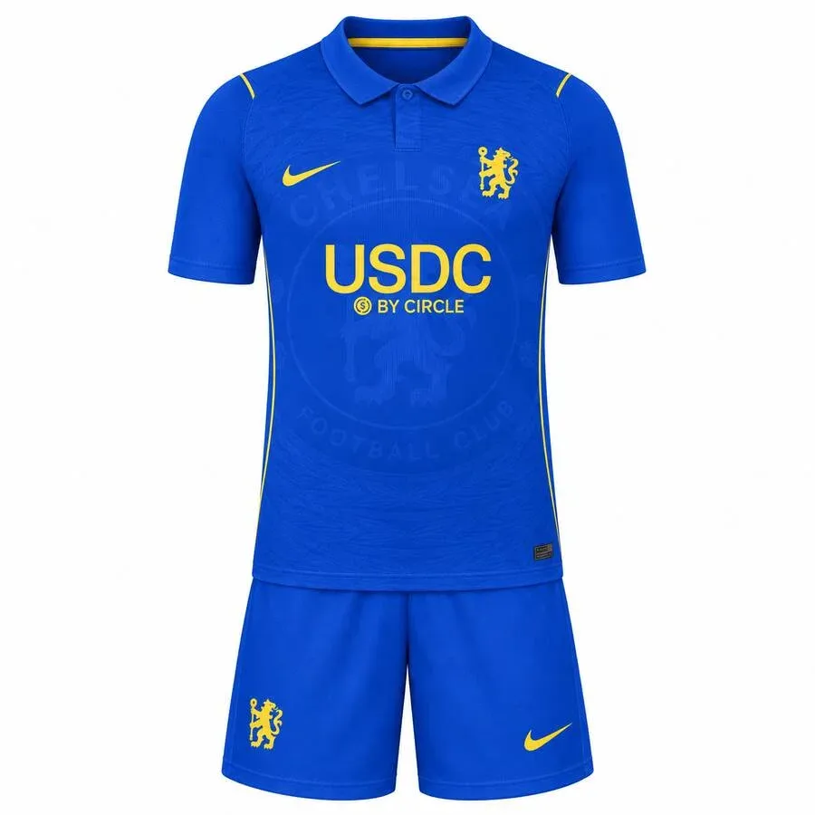 Chelsea 2026-27 Home Kids Kit in blue, yellow
