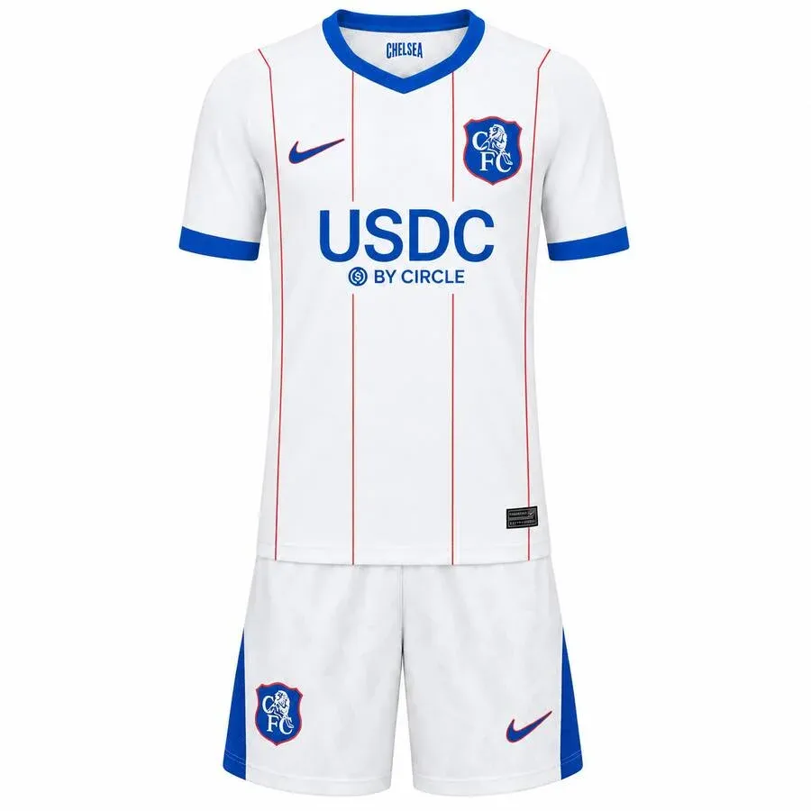 Chelsea 2026-27 Third Kids Kit in white, blue, red