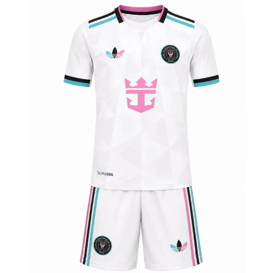 Inter Miami 2026 Third Kids Kit in white, pink, turquoise