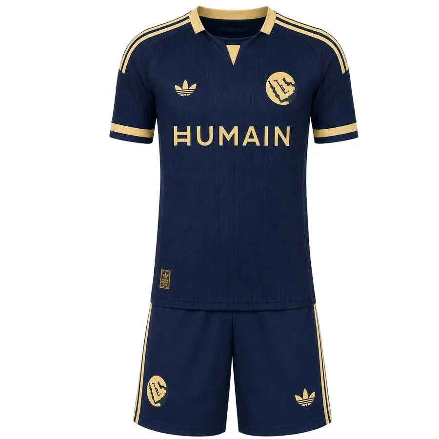 Al-Nassr 2026-27 Away Kids Kit in navy, gold