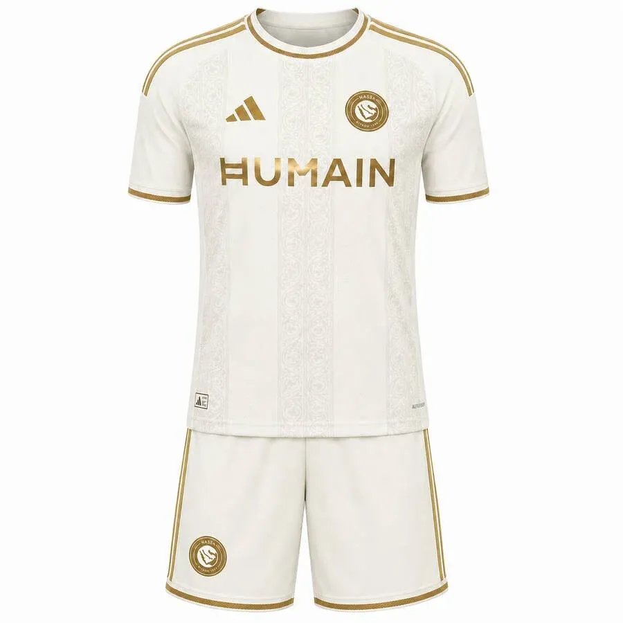 Al-Nassr 2026-27 Third Kids Kit in off-white, gold