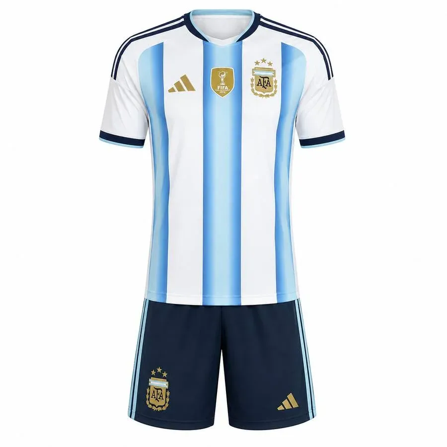 Argentina 2026 Home Kids Kit in white, sky blue, navy