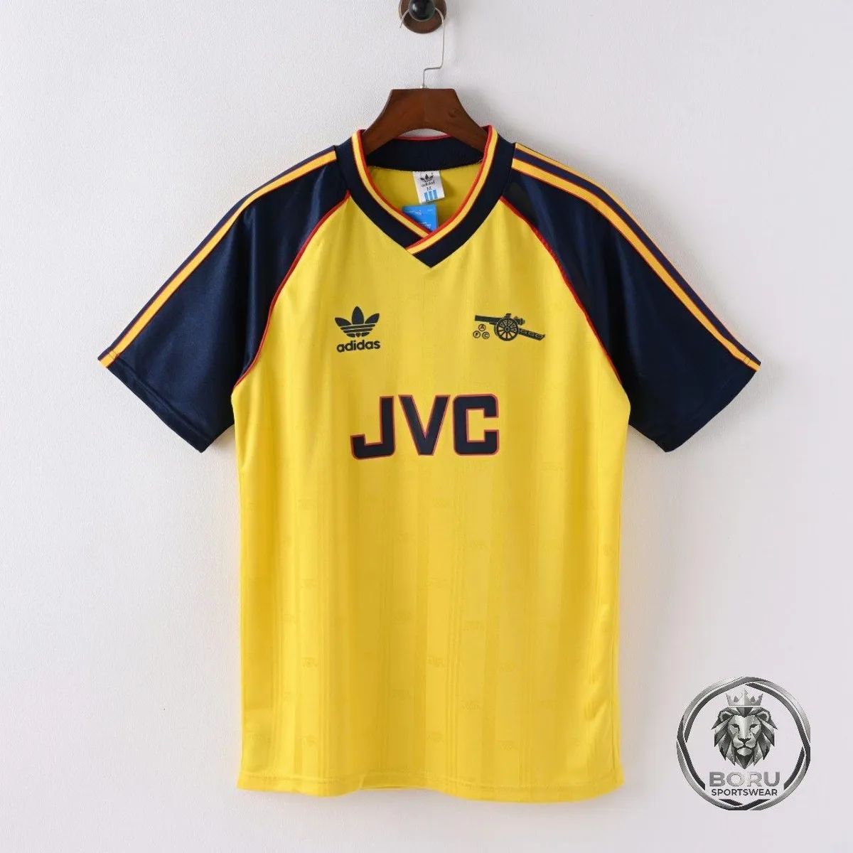 Arsenal 1988-89 Away Shirt in navy, yellow