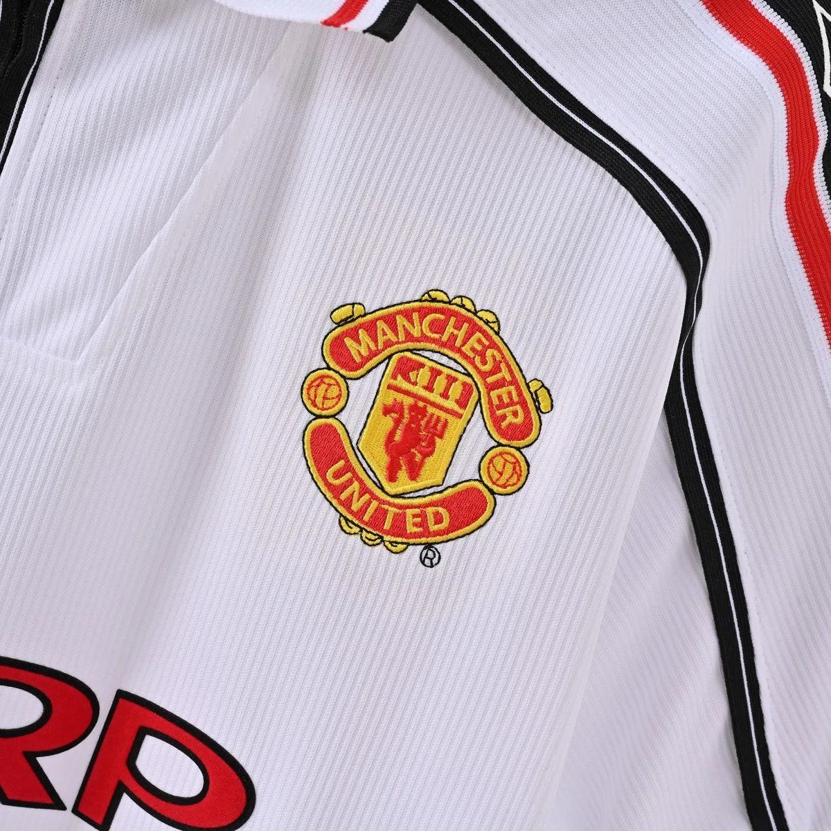 Manchester United 1997-99 Away Shirt in white, black, red view 3