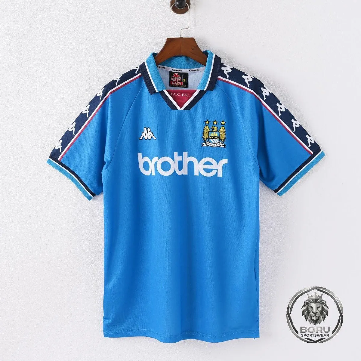 Manchester City 1998-99 Home Shirt in sky blue, navy