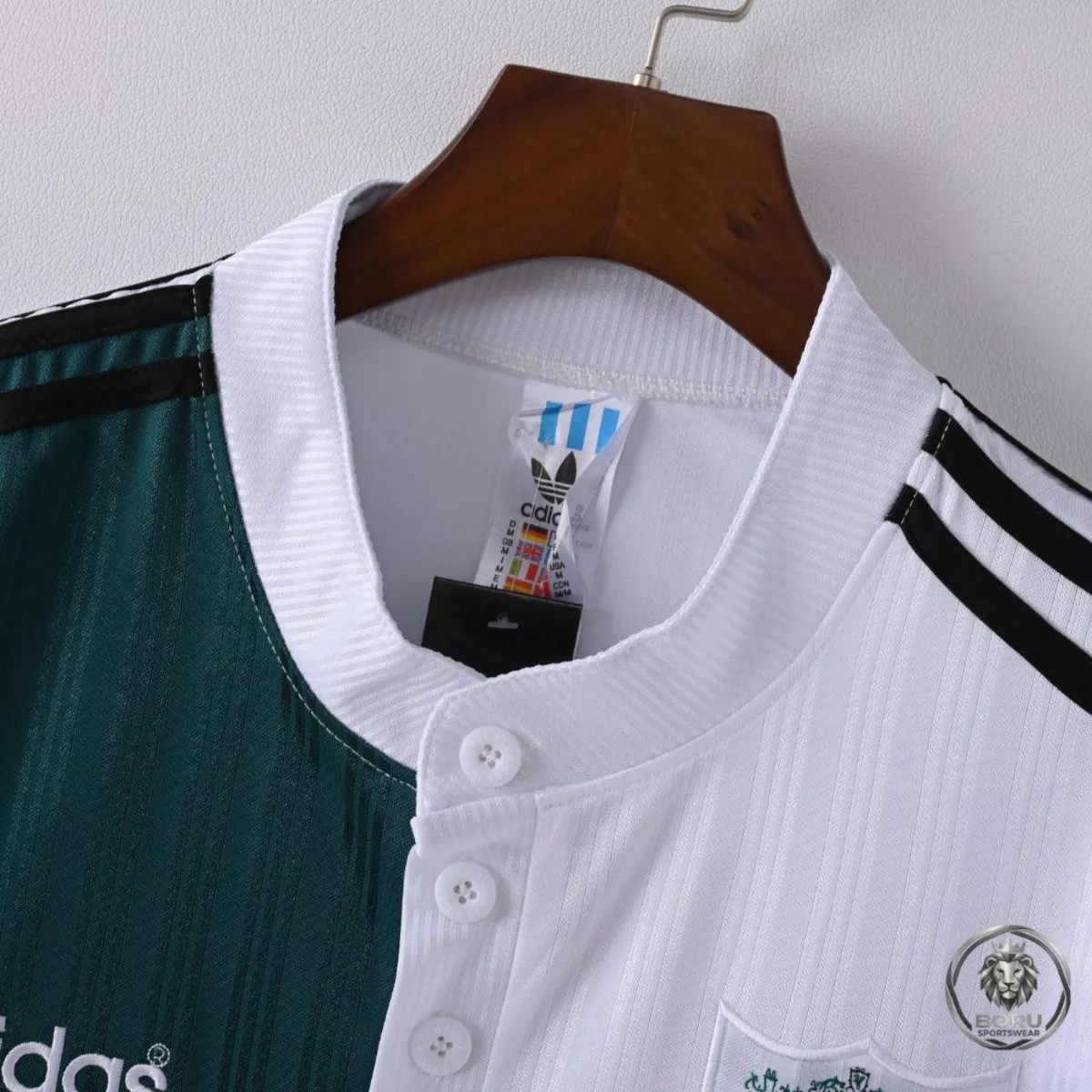 Liverpool 1995-96 Away Shirt in green, white, black view 4