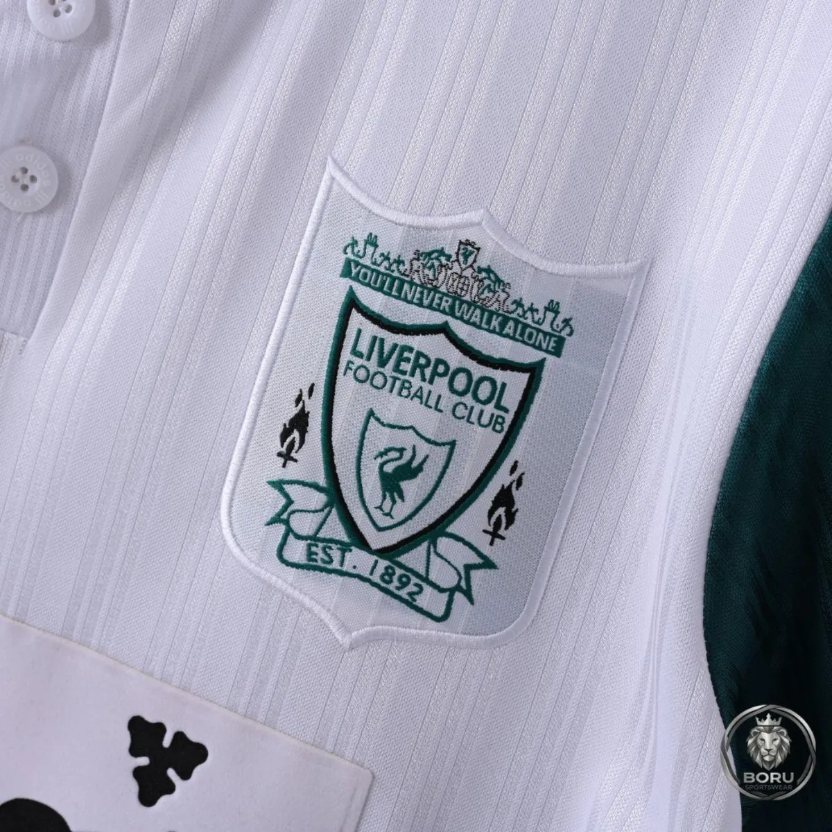 Liverpool 1995-96 Away Shirt in green, white, black view 5
