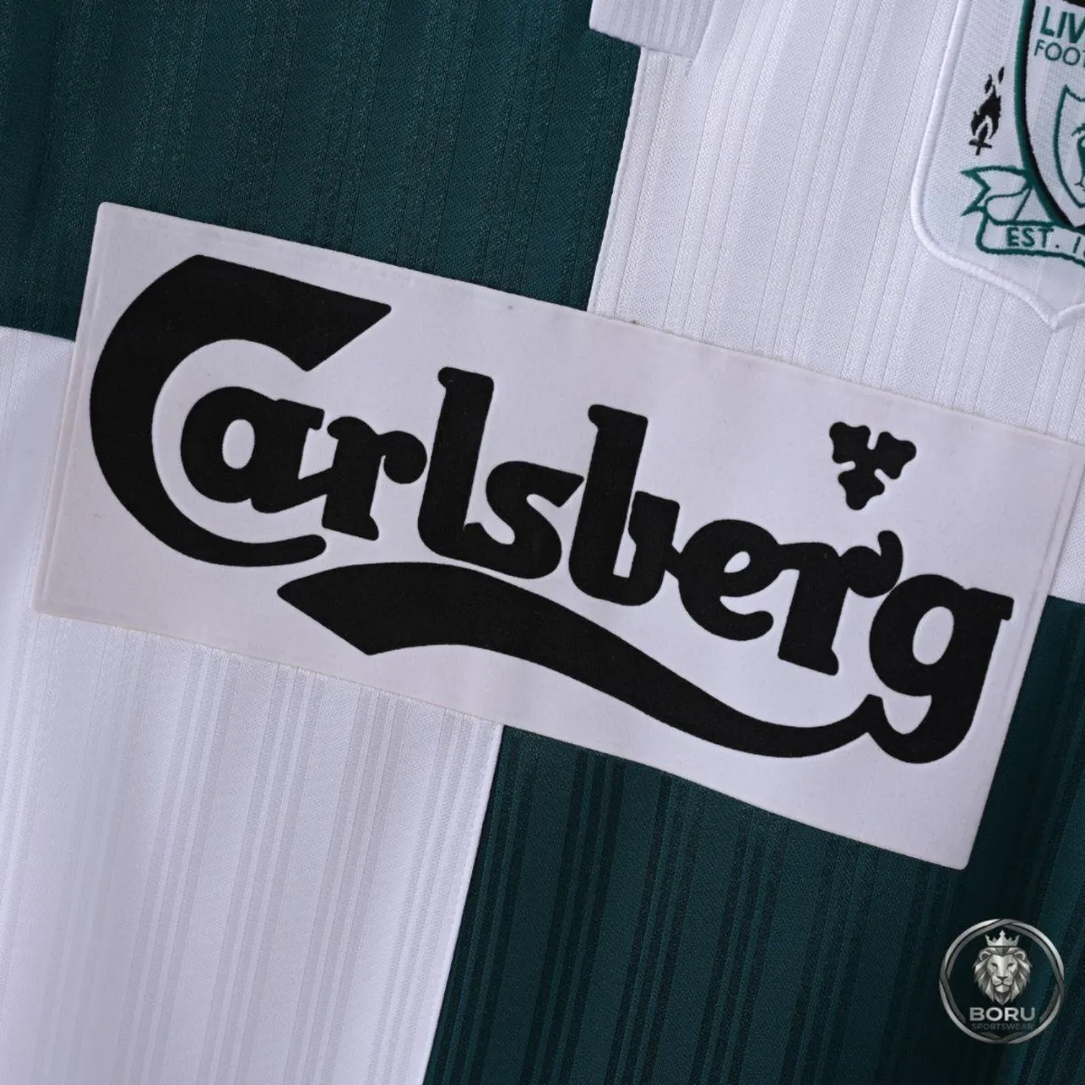 Liverpool 1995-96 Away Shirt in green, white, black view 6