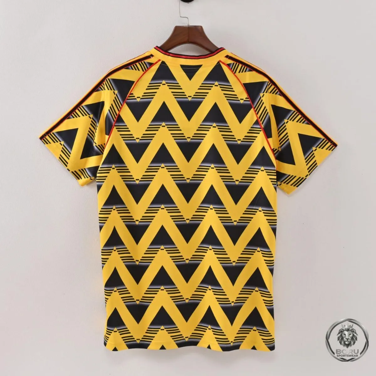 Arsenal 1991-93 'Bruised Banana' Away Shirt in yellow, black, red view 2