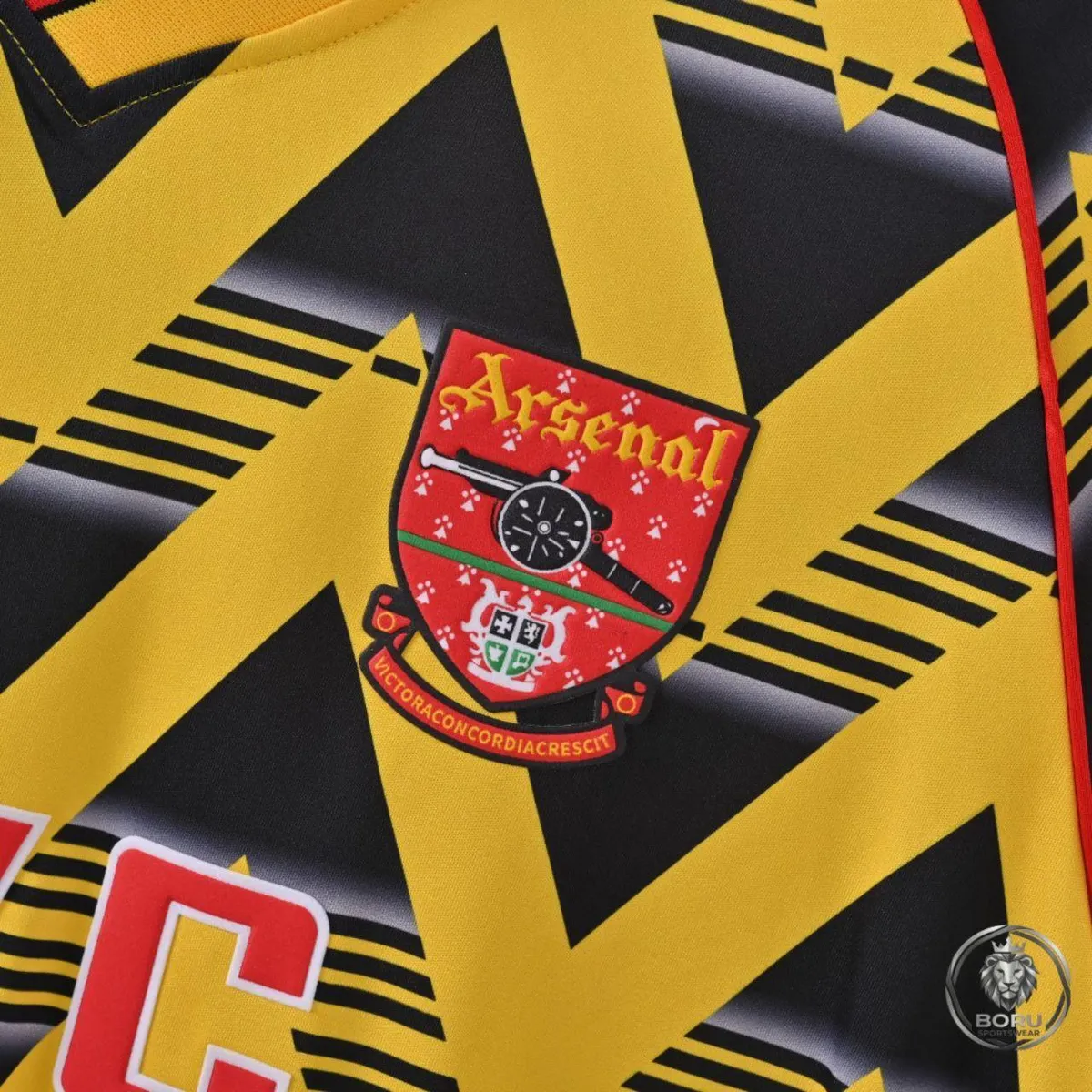 Arsenal 1991-93 'Bruised Banana' Away Shirt in yellow, black, red view 4