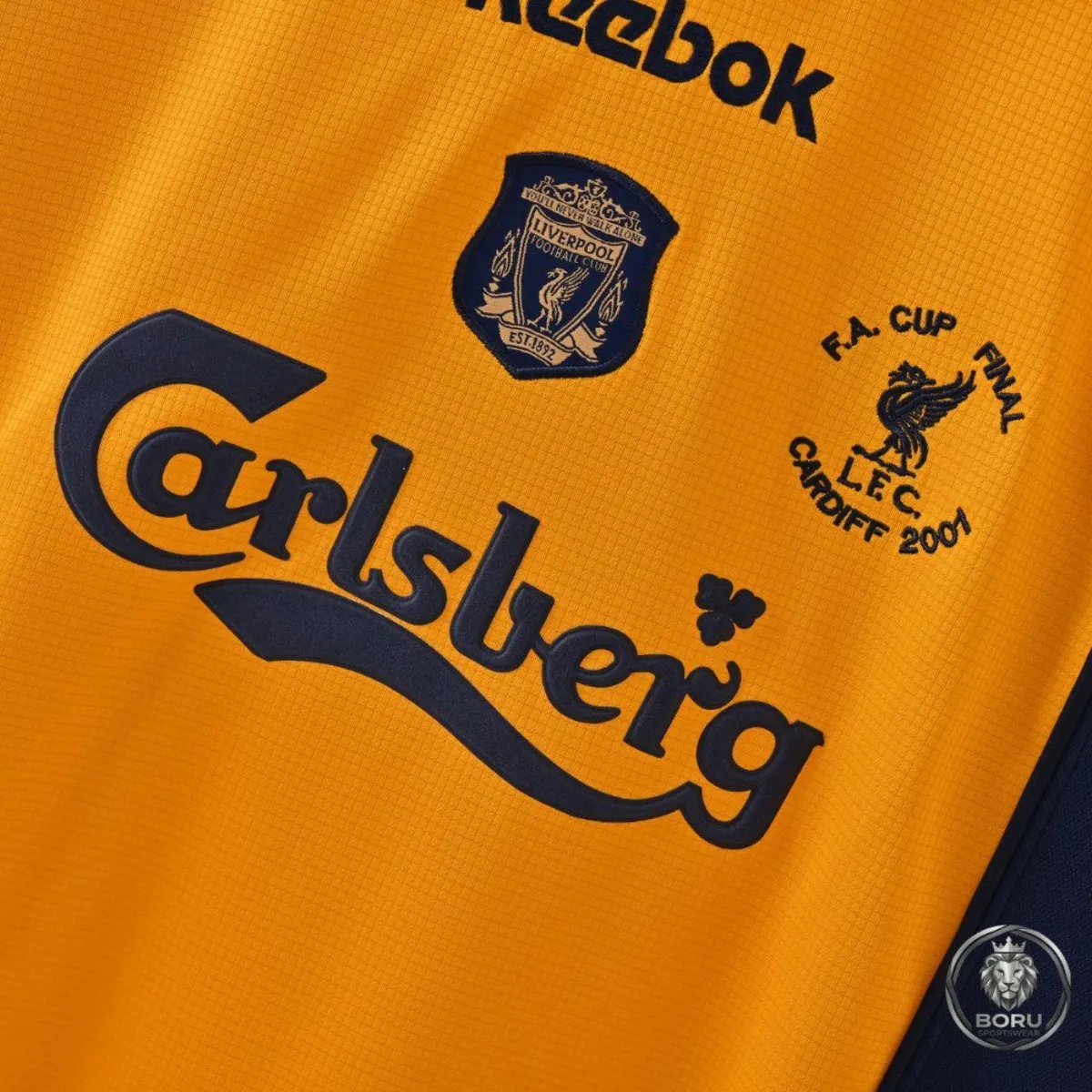Liverpool 2000-01 FA Cup Final Away Shirt in yellow, navy view 4