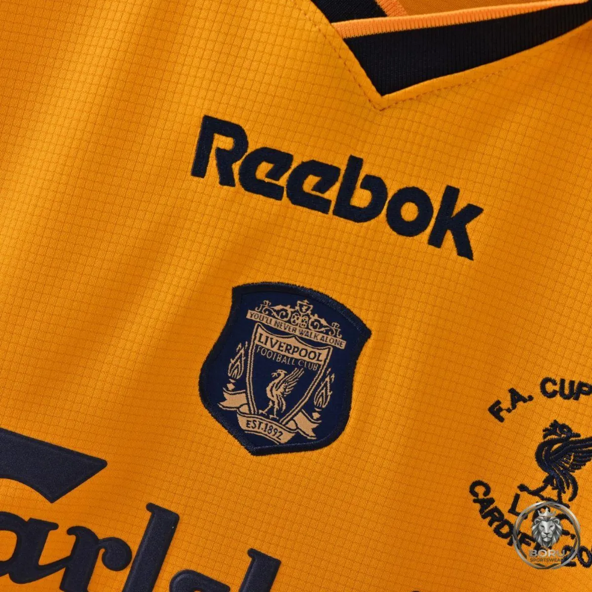 Liverpool 2000-01 FA Cup Final Away Shirt in yellow, navy view 5