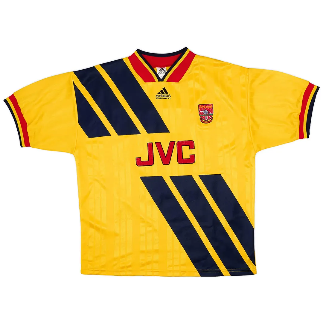Arsenal 1993-94 Away Shirt – Wright 8 in yellow, navy, red view 2