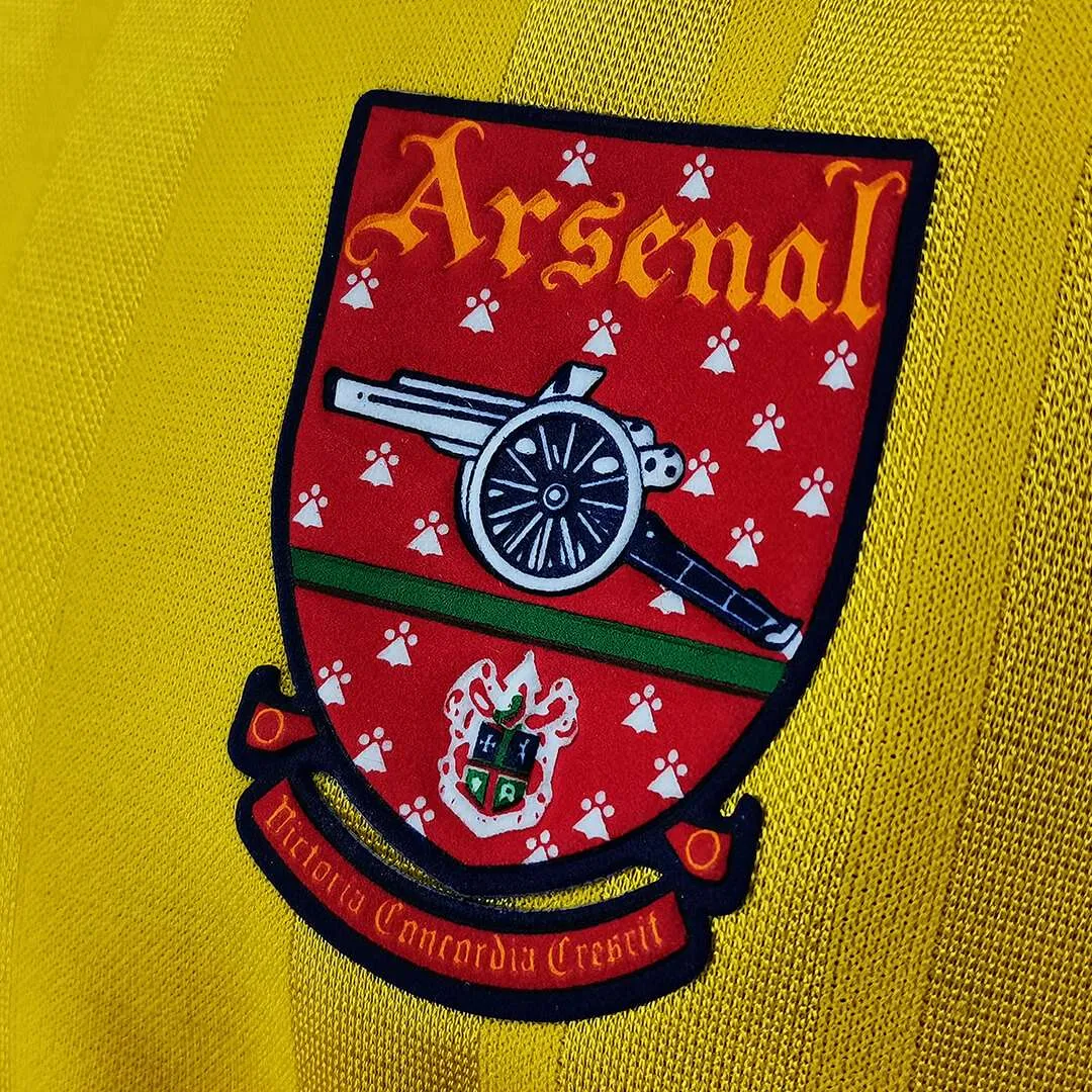 Arsenal 1993-94 Away Shirt – Wright 8 in yellow, navy, red view 4
