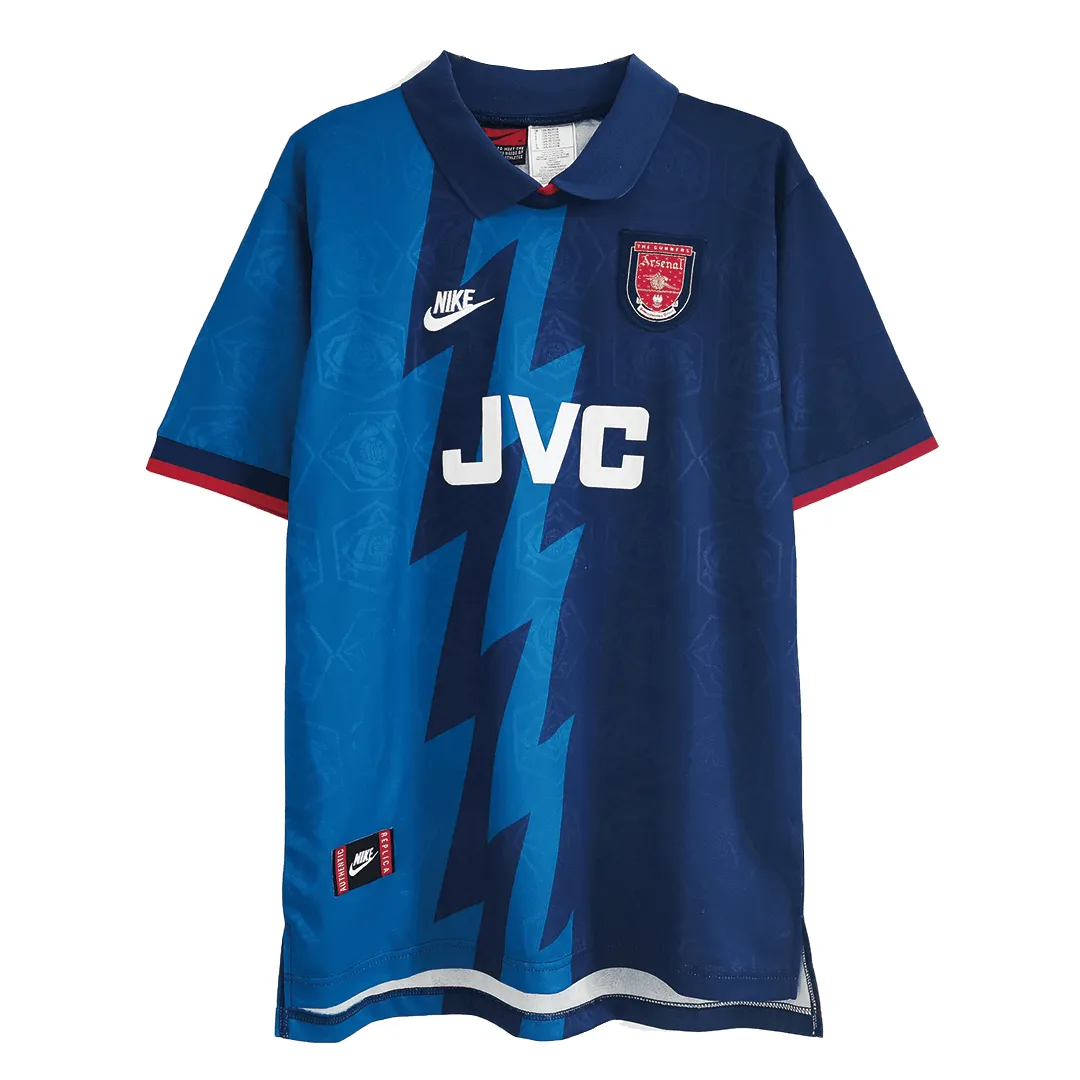 Arsenal 1995-96 Away Shirt in navy, light blue, red view 3