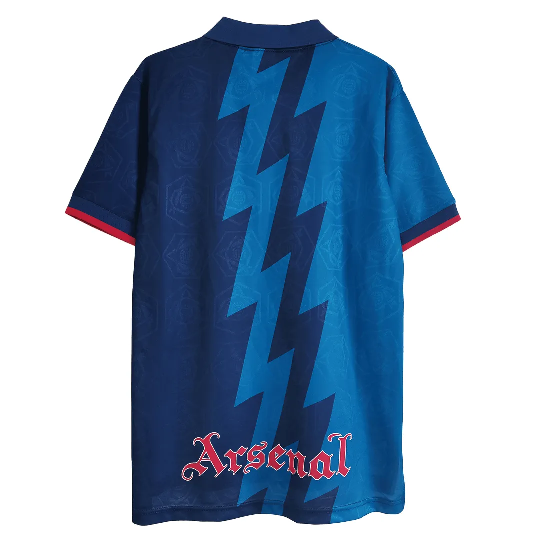 Arsenal 1995-96 Away Shirt in navy, light blue, red view 4