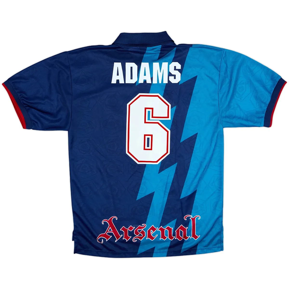 Arsenal 1995-96 Away Shirt – Adams 6 in navy, light blue, red