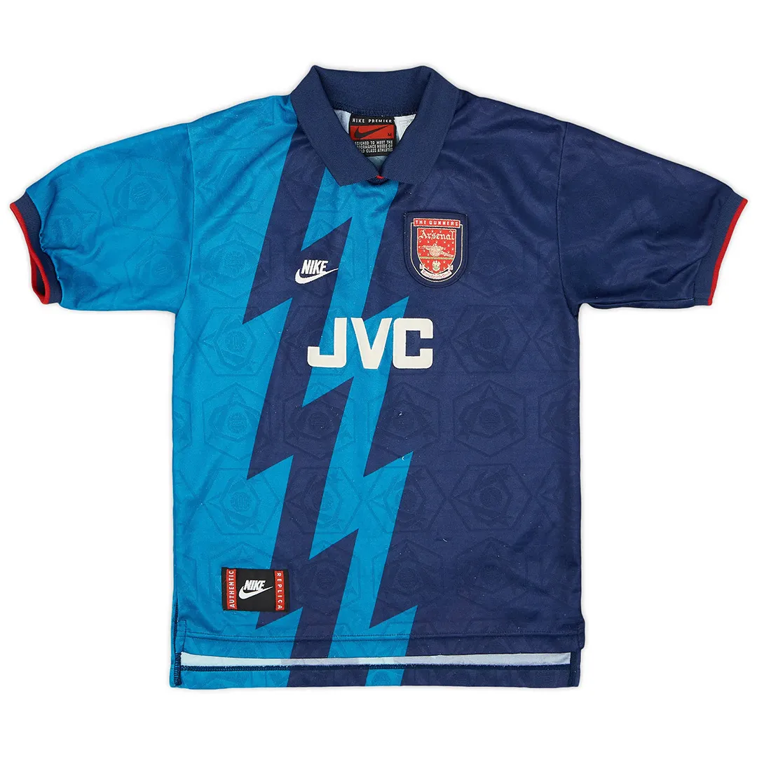 Arsenal 1995-96 Away Shirt – Wright 8 in navy, light blue, red view 2
