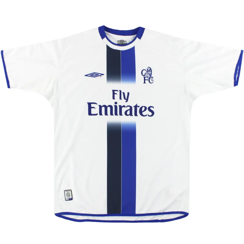 Chelsea 2003-05 Away Shirt – Gudjohnsen 22 in white, blue view 2