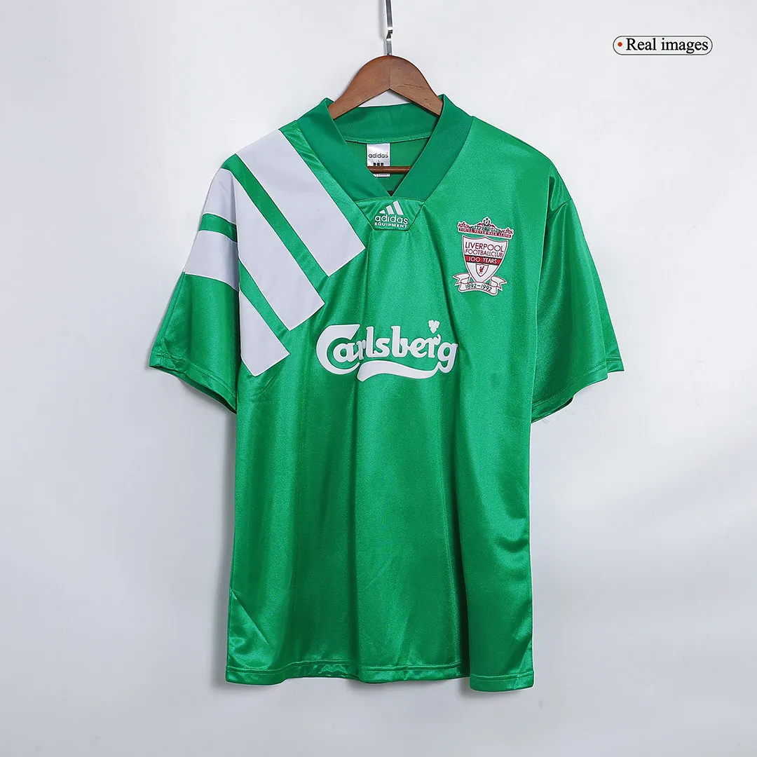 Liverpool 1992-93 Centenary Away Shirt in green, white view 3