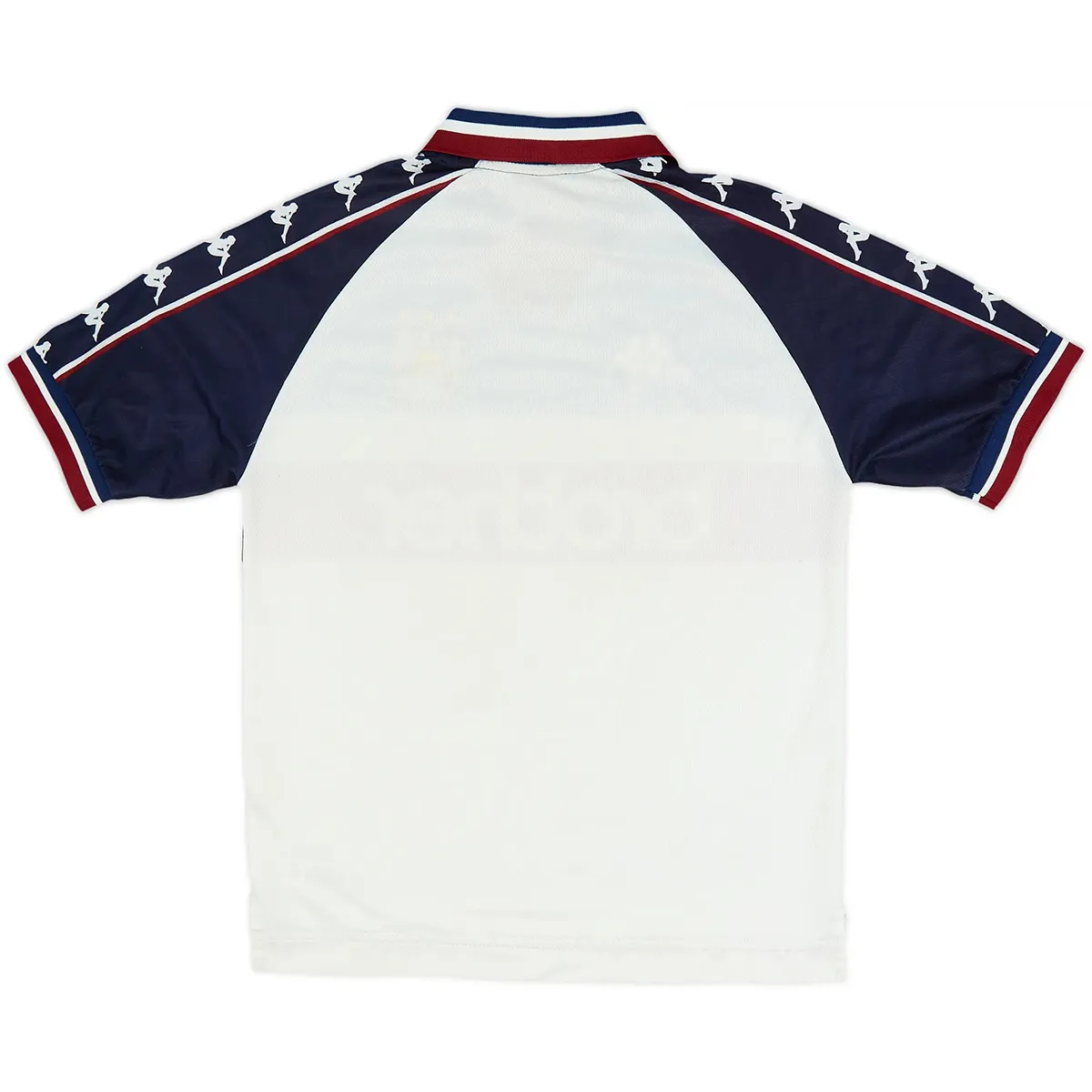 Manchester City 1997-98 Away Shirt in white, navy, maroon view 2