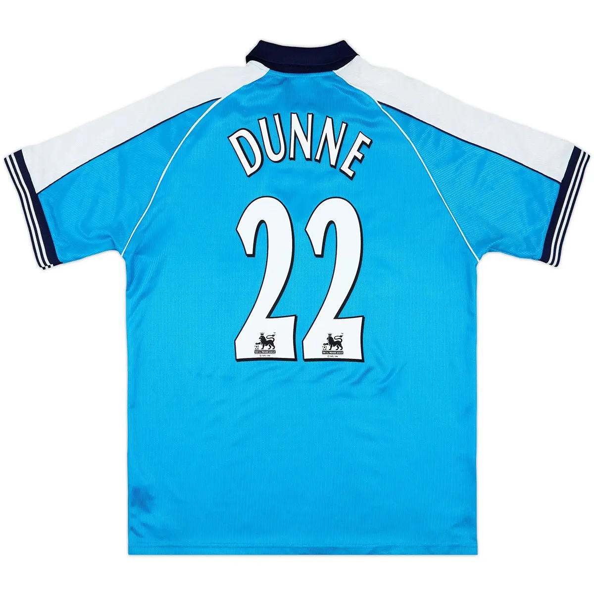 Manchester City 1999-2001 Home Shirt – Dunne 22 in sky blue, white