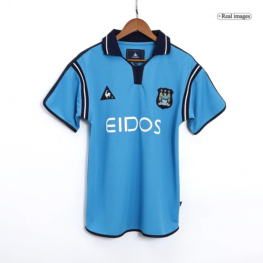 Manchester City 2001-02 Home Shirt in sky blue, navy view 3