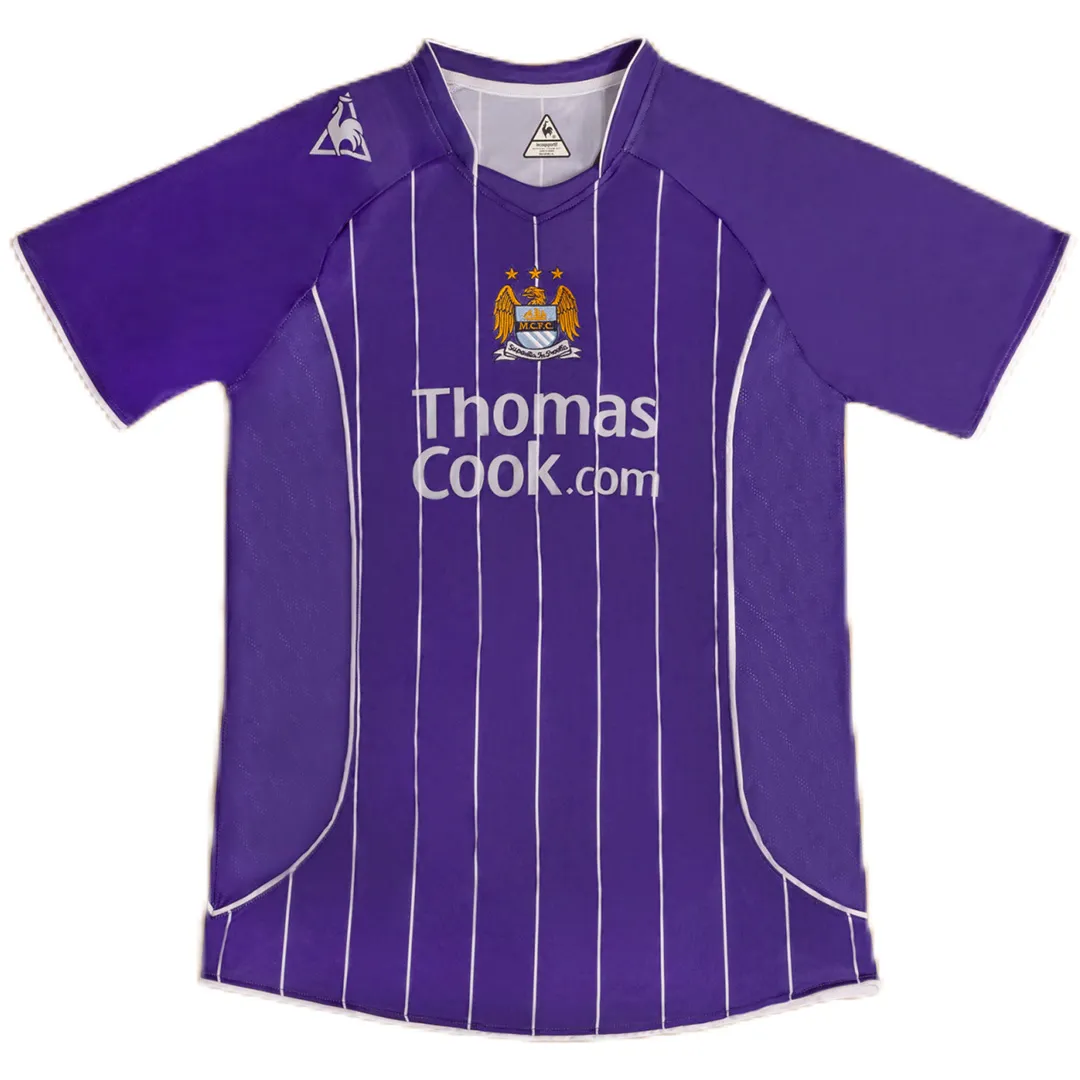Manchester City 2007-08 Away Shirt in purple, white