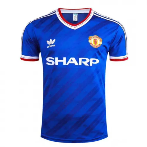 Manchester United 1986 Away Shirt in blue, red, white view 2