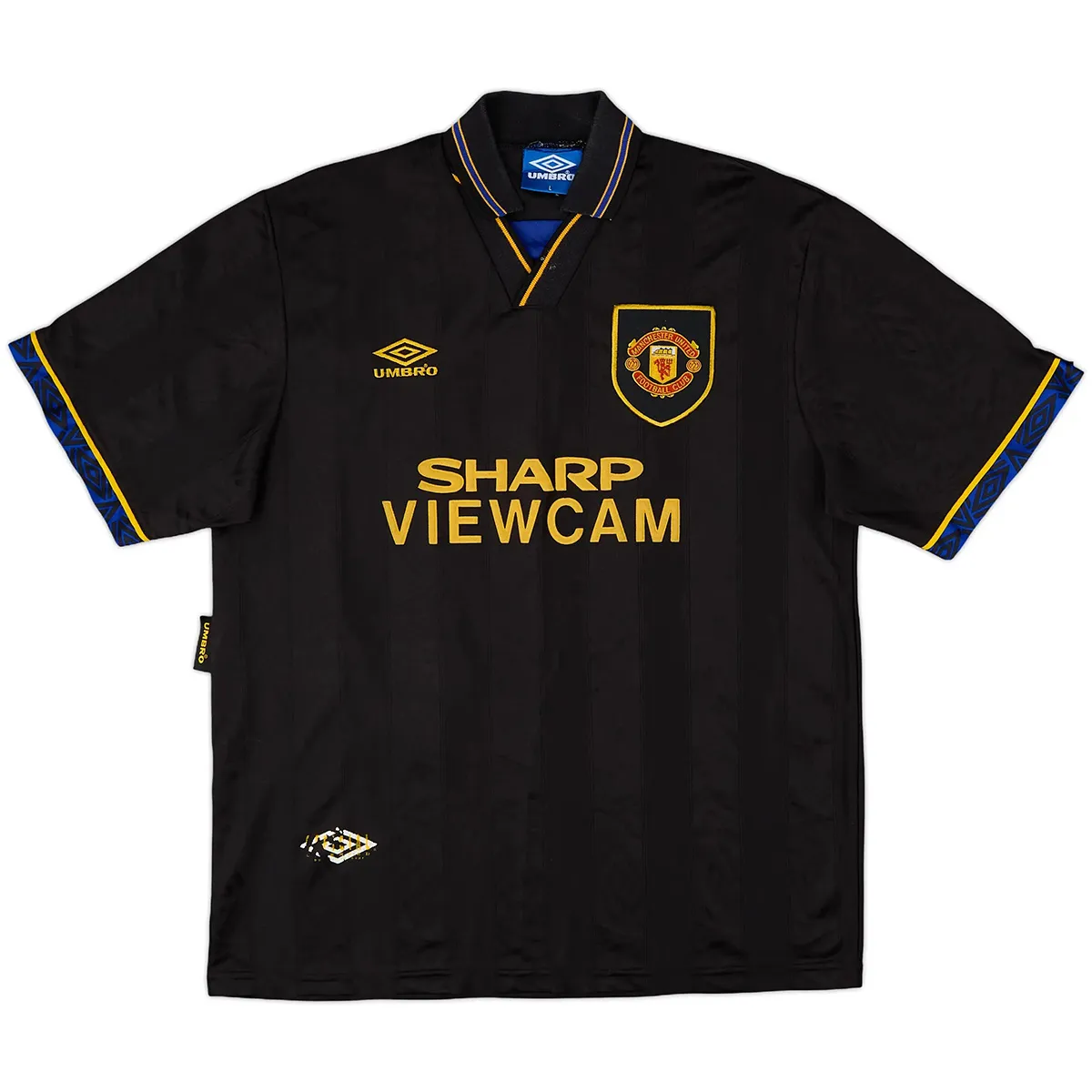 Manchester United 1993-95 Away Shirt – Cantona 7 in black, gold view 2