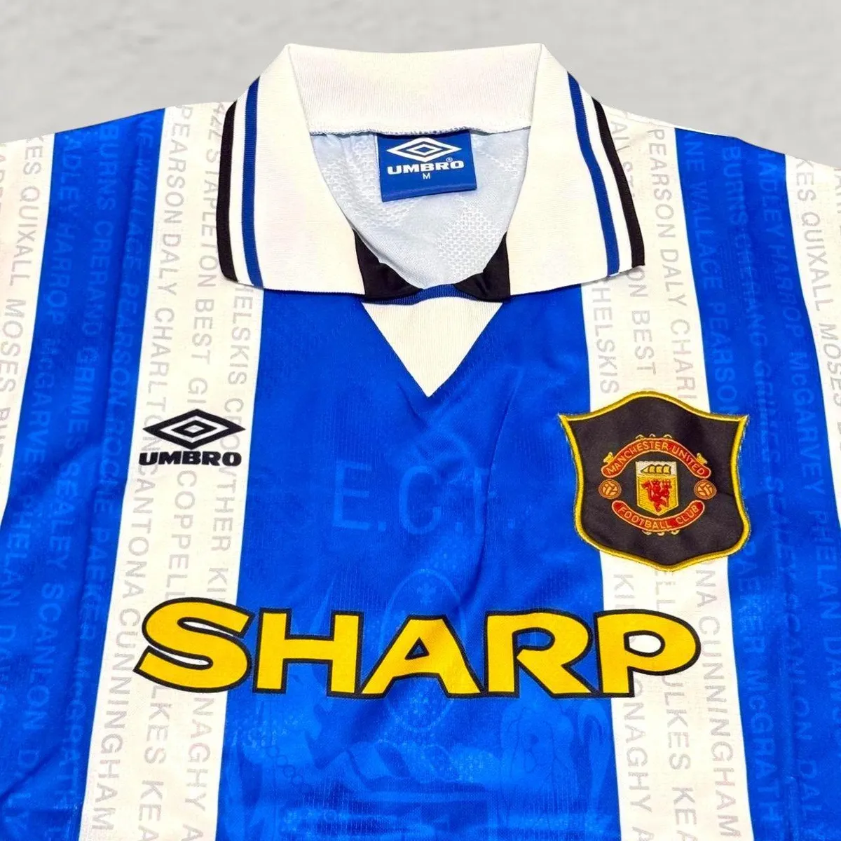 Manchester United 1994-96 Third Shirt in blue, white view 3
