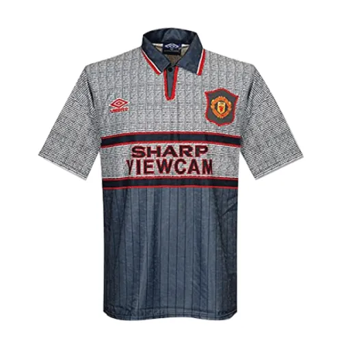 Manchester United 1995-96 Grey Away Shirt in grey, blue view 3