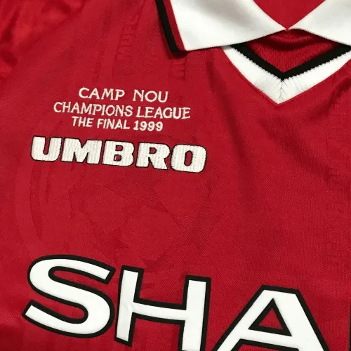 Manchester United 1999 Champions League Final Shirt in red, white, black view 5