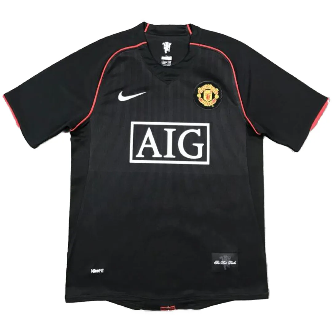 Manchester United 2007-08 Away Shirt in black, red view 3