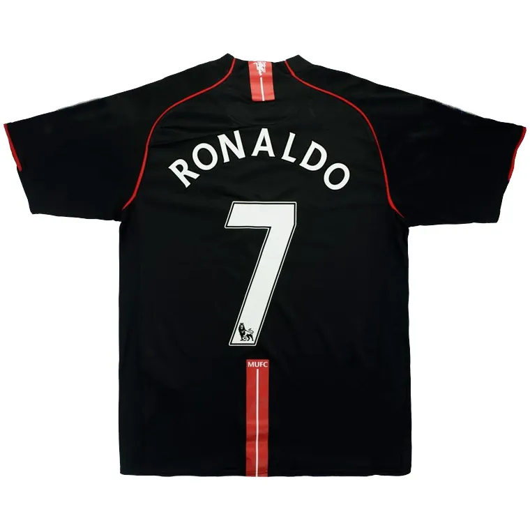 Manchester United 2007-08 Away Shirt – Ronaldo 7 in black, red