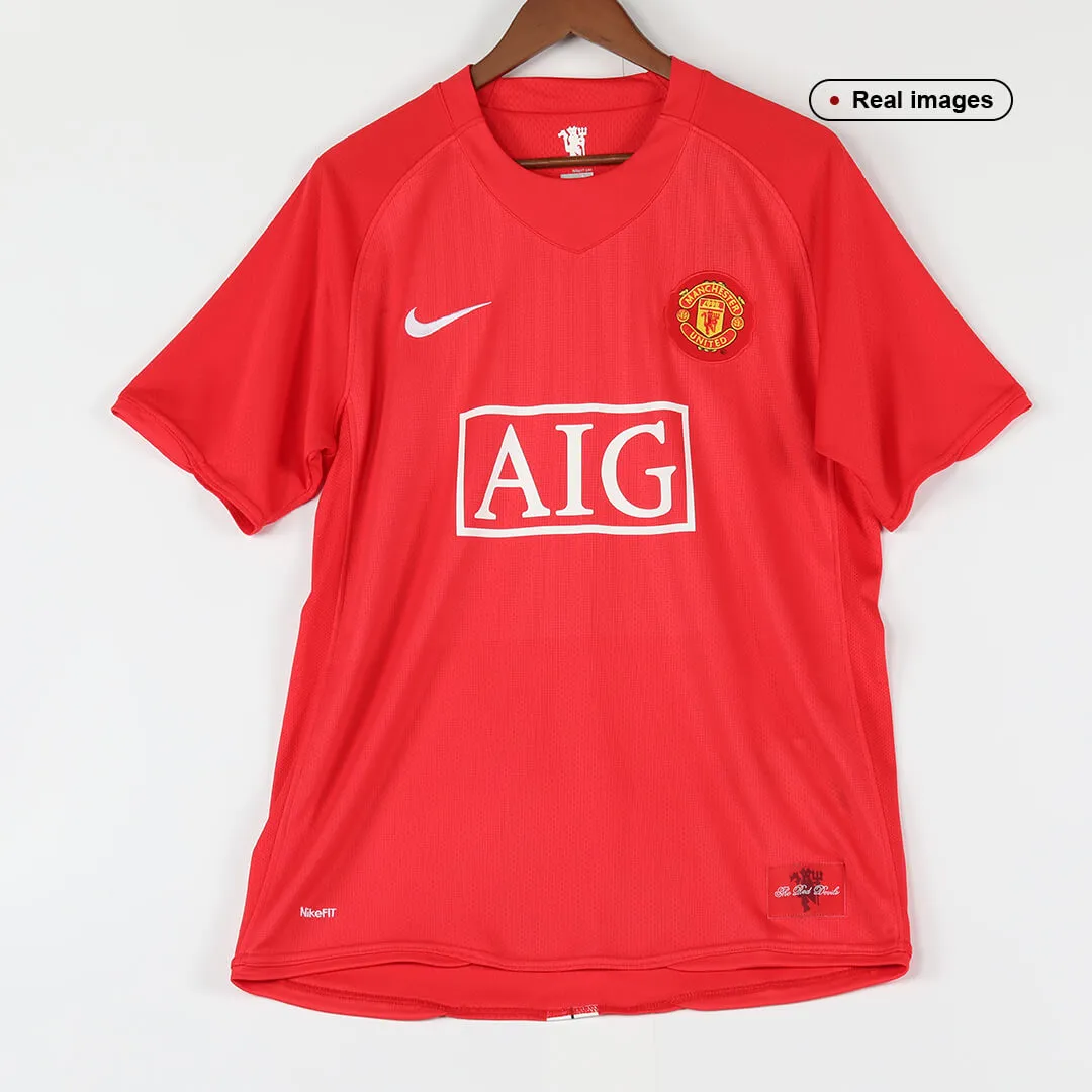Manchester United 2007-08 Home Shirt in red, white view 5