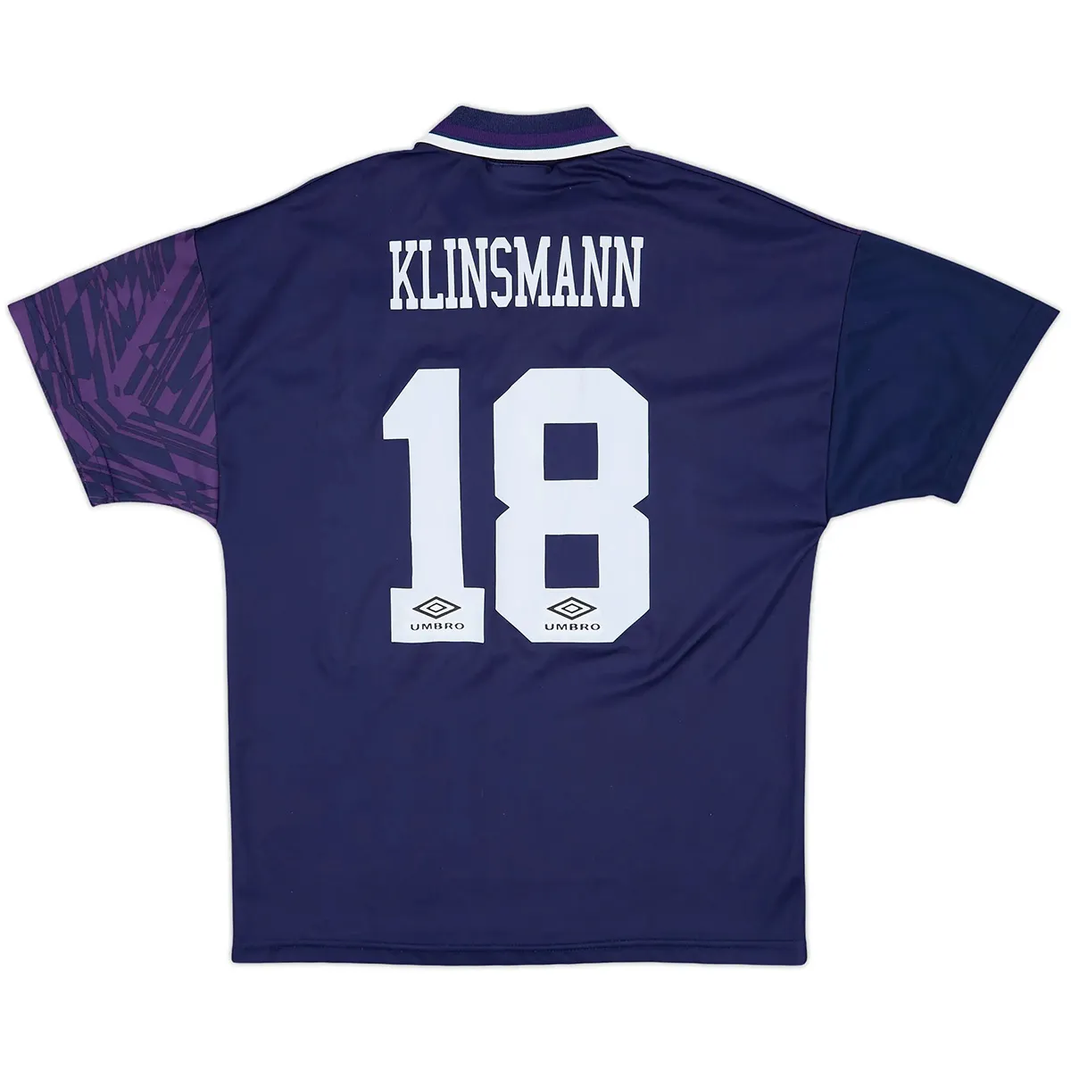 Tottenham Hotspur 1994-95 Away Shirt – Klinsmann 18 in navy, purple