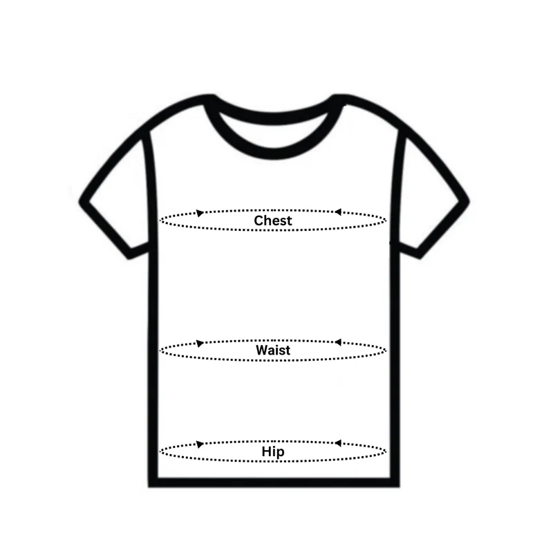 Shirt diagram showing where to measure the chest and waist